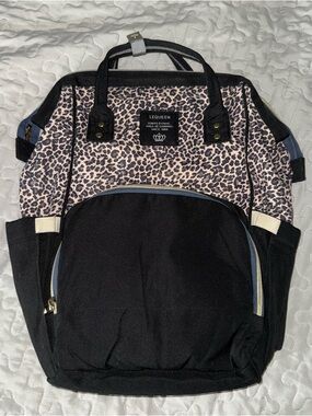 Leopard Print Diaper Bag Backpack Insulated Pockets